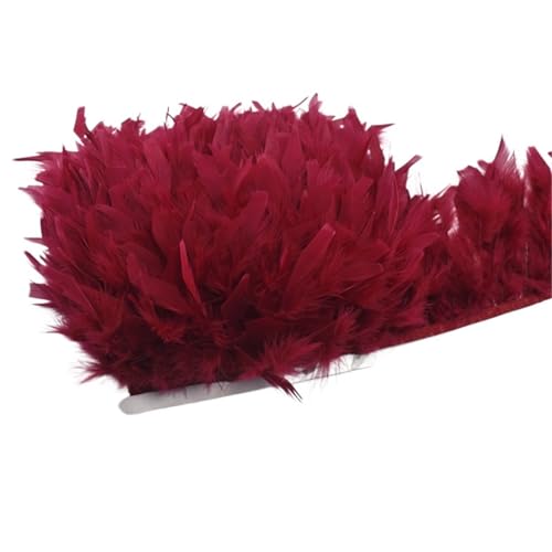 HEUchuan 10 Meter Flauschige Federn, Quasten, Fransenbesatz, Band, Feder auf Band, Nähen, Besatz, Kleidung, Kleid, Dekoration für DIY Nähen Handwerk Dekoration(5.Wine red) von HEUchuan