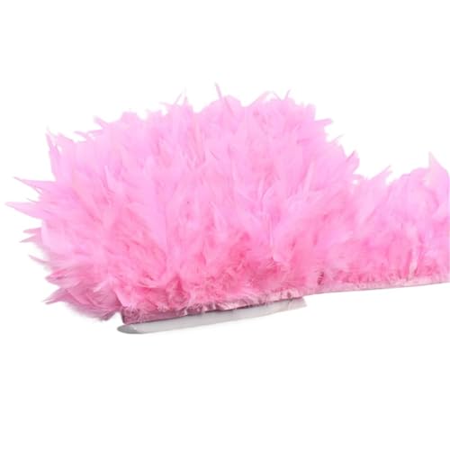 HEUchuan 10 Meter Flauschige Federn, Quasten, Fransenbesatz, Band, Feder auf Band, Nähen, Besatz, Kleidung, Kleid, Dekoration für DIY Nähen Handwerk Dekoration(7.Pink) von HEUchuan