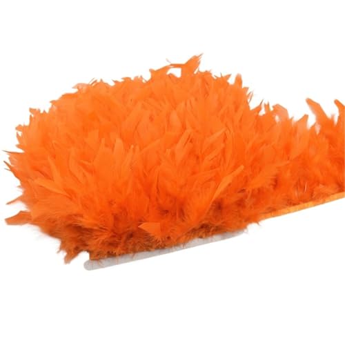 HEUchuan 10 Meter Flauschige Federn, Quasten, Fransenbesatz, Band, Feder auf Band, Nähen, Besatz, Kleidung, Kleid, Dekoration für DIY Nähen Handwerk Dekoration(8.Orange) von HEUchuan