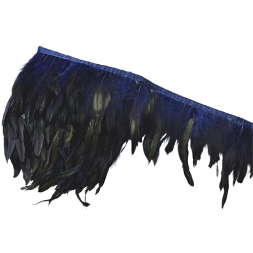 HEUchuan 10 Meter Hahnenfedern, Fransenbesatz auf Band, Huhn, Hahn, Fasanenfeder for Kleidung, Band, Nähen, Dekoration für DIY Nähen Handwerk Dekoration(Blue2) von HEUchuan