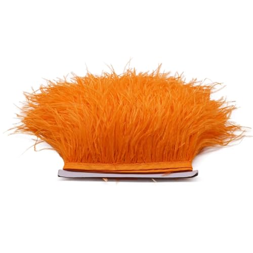 HEUchuan 1M 5M 10M 8-10cm Straußenfederborte Band Mehrfarbige Feder for Nähen von Federn Basteln Kleid Kleidung Dekoration für DIY Nähen Handwerk Dekoration(Orange,5M) von HEUchuan