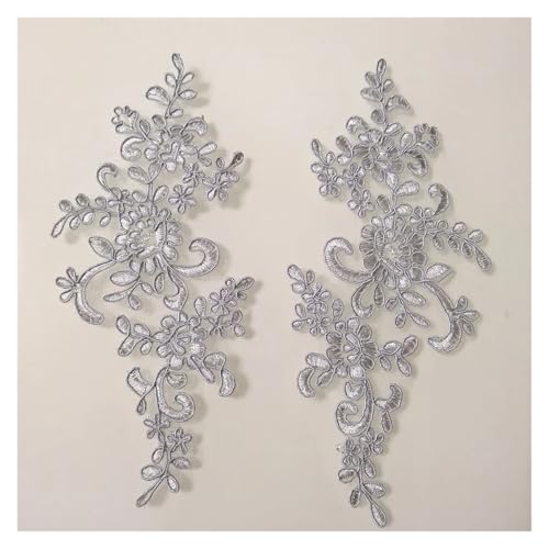 HEUchuan 1Pair Flower Floral Embroidery for Evening Skirt Lace Applique Fabric Patch Textiles Decoration Patch Sewing On Accessories für die Herstellung von Nähmaschinen(02) von HEUchuan