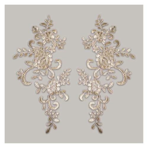HEUchuan 1Pair Flower Floral Embroidery for Evening Skirt Lace Applique Fabric Patch Textiles Decoration Patch Sewing On Accessories für die Herstellung von Nähmaschinen(05) von HEUchuan