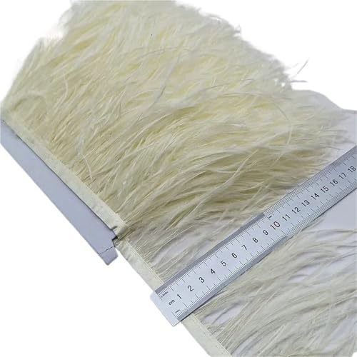 HEUchuan 2/5/10 Yards Straußenfederband Straußenfedern Trim Fransen Kleidung Dekoration für DIY Nähen Handwerk Dekoration(Beige,10 Yards) von HEUchuan