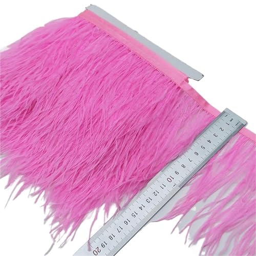 HEUchuan 2/5/10 Yards Straußenfederband Straußenfedern Trim Fransen Kleidung Dekoration für DIY Nähen Handwerk Dekoration(Pink,10 Yards) von HEUchuan
