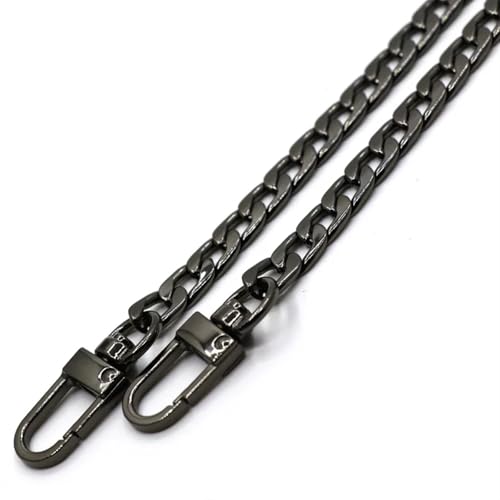 HEUchuan 20–160 cm Metallkette for Damentaschen, Flache Breite, Geldbörsenriemen, Griff, Ersatz for Handtaschenschulter, 7 mm für Schulter Crossbody Bag(Black,45cm) von HEUchuan