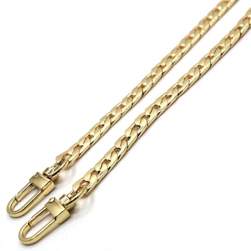 HEUchuan 20–160 cm Metallkette for Damentaschen, Flache Breite, Geldbörsenriemen, Griff, Ersatz for Handtaschenschulter, 7 mm für Schulter Crossbody Bag(Light Gold,60cm) von HEUchuan
