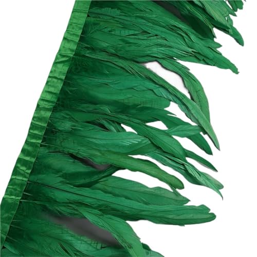 HEUchuan 25–30 cm Hahnenfederbesatz, Hühnerfedern, Besatz, Hahnenschwanzfeder, Band, Kleid, Rock, Kostüm, Karneval, Dekoration für DIY Nähen Handwerk Dekoration(27,10 Yards) von HEUchuan