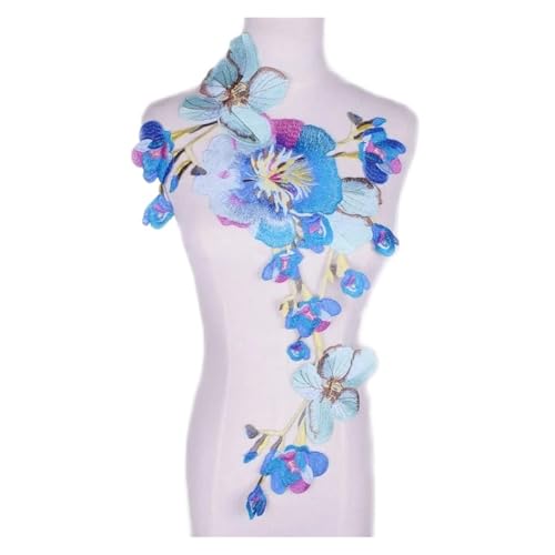 HEUchuan 2Pc Flower Embroidery Applique for DIY Clothing Dress Sewing On Accessories Patches Wedding Dress Appliques 56 * 36cm für die Herstellung von Nähmaschinen(Blue) von HEUchuan