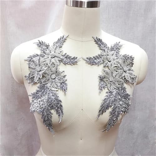 HEUchuan 2Pcs/Set Trim Embroidery Applique Sequins Yarn Trim Sew On Accessories for Clothing Dress Patch Scrapbooking für die Herstellung von Nähmaschinen(Style5) von HEUchuan