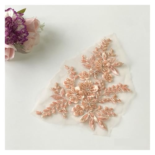 HEUchuan 2Pcs 3D Flower Beaded Embroidery Patch Mesh Fabric Lace Applique Sew Wedding Dress Clothes Decoration für die Herstellung von Nähmaschinen(Color17) von HEUchuan