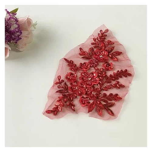 HEUchuan 2Pcs 3D Flower Beaded Embroidery Patch Mesh Fabric Lace Applique Sew Wedding Dress Clothes Decoration für die Herstellung von Nähmaschinen(Grey) von HEUchuan