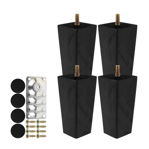 HEUchuan 4 STÜCKE Massivholz Möbelbeine 6/10/15 cm Stuhl Bett Tisch Schrank Erhöhung Teile Möbel Fuß Ersatz Zubehör für Couch, Liegestuhl(Black,100mm 4pcs) von HEUchuan
