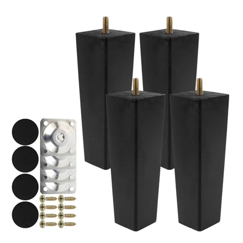 HEUchuan 4 STÜCKE Massivholz Möbelbeine 6/10/15 cm Stuhl Bett Tisch Schrank Erhöhung Teile Möbel Fuß Ersatz Zubehör für Couch, Liegestuhl(Black,150mm 4pcs) von HEUchuan