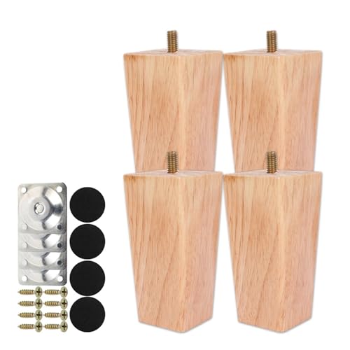 HEUchuan 4 STÜCKE Massivholz Möbelbeine 6/10/15 cm Stuhl Bett Tisch Schrank Erhöhung Teile Möbel Fuß Ersatz Zubehör für Couch, Liegestuhl(Natural,100mm 4pcs) von HEUchuan