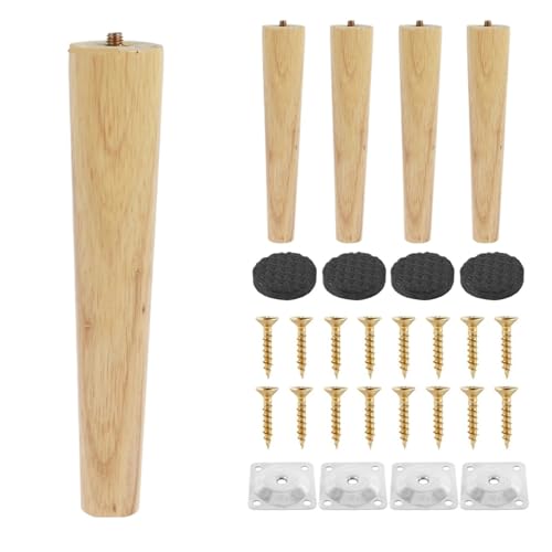HEUchuan 4 Stück Möbelbeine aus Holz, Massive Möbelfüße, schräge/gerade Tischfüße, rutschfeste Stuhlfüße, Ersatzfüße, schräge für Couch, Liegestuhl(Oblique 20cm) von HEUchuan