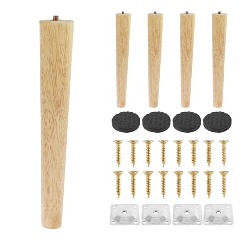 HEUchuan 4 Stück Möbelbeine aus Holz, Massive Möbelfüße, schräge/gerade Tischfüße, rutschfeste Stuhlfüße, Ersatzfüße, schräge für Couch, Liegestuhl(Oblique 25cm) von HEUchuan