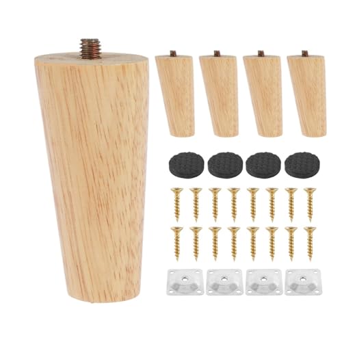 HEUchuan 4 Stück Möbelbeine aus Holz, Massive Möbelfüße, schräge/gerade Tischfüße, rutschfeste Stuhlfüße, Ersatzfüße, schräge für Couch, Liegestuhl(Oblique 8cm) von HEUchuan
