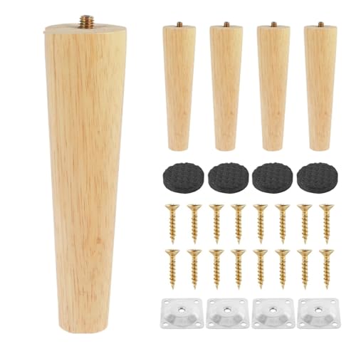 HEUchuan 4 Stück Möbelbeine aus Holz, Massive Möbelfüße, schräge/gerade Tischfüße, rutschfeste Stuhlfüße, Ersatzfüße, schräge für Couch, Liegestuhl(Straight 20cm) von HEUchuan