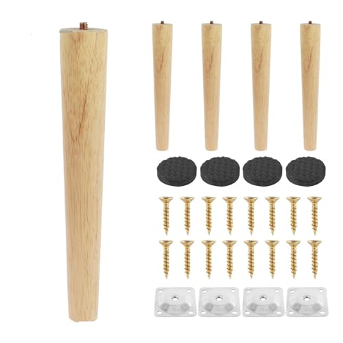 HEUchuan 4 Stück Möbelbeine aus Holz, Massive Möbelfüße, schräge/gerade Tischfüße, rutschfeste Stuhlfüße, Ersatzfüße, schräge für Couch, Liegestuhl(Straight 25cm) von HEUchuan