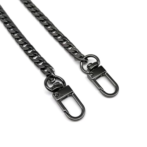 HEUchuan 40/60/80/100/120 cm Doppelverschluss Snap Clip Handtasche Geldbörse Kette Leder Taschengurt Griff Schulter Ersetzen Reparatur DIY für Schulter Crossbody Bag(Black,Total Length 100cm) von HEUchuan