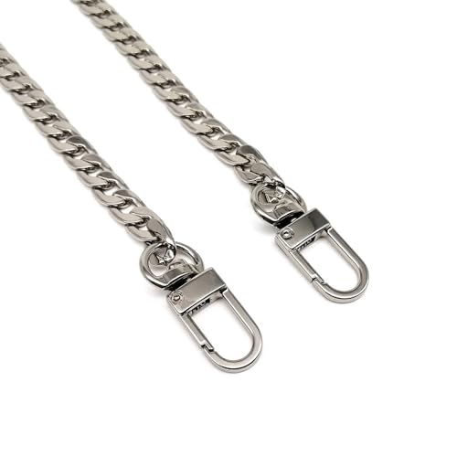 HEUchuan 40/60/80/100/120 cm Doppelverschluss Snap Clip Handtasche Geldbörse Kette Leder Taschengurt Griff Schulter Ersetzen Reparatur DIY für Schulter Crossbody Bag(Silver,Total Length 100cm) von HEUchuan