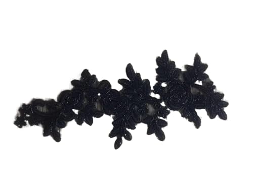 HEUchuan 4Pcs Lace Appliques Embroider Patch Wedding Dress Lace Decoration 19X8cm für die Herstellung von Nähmaschinen(Black) von HEUchuan