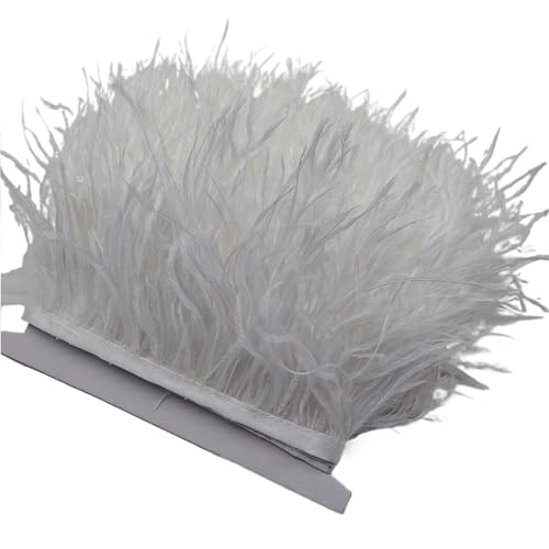 HEUchuan 5/10 Yards Straußenfederband, Länge 8–10 cm, Federbesatz, Fransen, DIY-Kostüme, Nähen, Kleidungszubehör für DIY Nähen Handwerk Dekoration(White,10 Yards) von HEUchuan