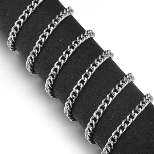 HEUchuan 5 Yards/Rolle Metall-Aluminium-O-förmige Ketten, Gold- und silberfarben, gedrehte Kette for DIY-Schmuckherstellung, Kleidung, Tasche, Zubehör für Schulter Crossbody Bag(Silver,6x4mm) von HEUchuan