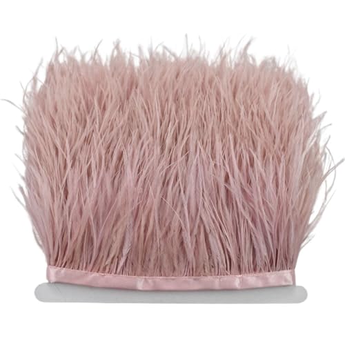 HEUchuan 8–10 cm Straußenfederbesatz for Handarbeiten und Kunsthandwerk, Federrockdekoration, Federn, Bandfransen für DIY Nähen Handwerk Dekoration(Leather pink,5Meters) von HEUchuan