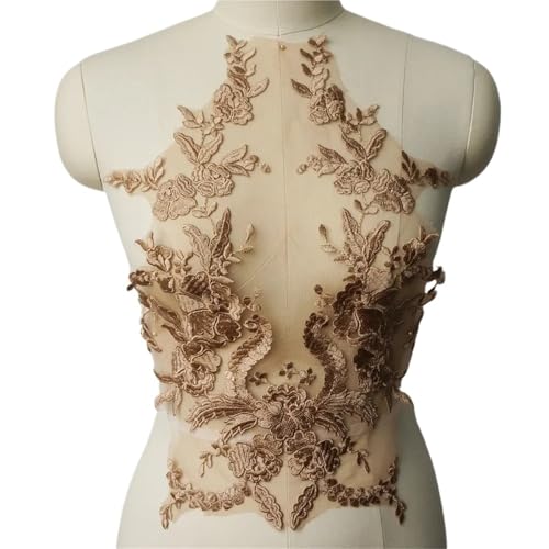 HEUchuan Embroidered Lace Applique Sewing Flower Fabric Collar Patch for Wedding Party Gown Bridal Dress Clothes DIY Crafts für die Herstellung von Nähmaschinen(Color1) von HEUchuan