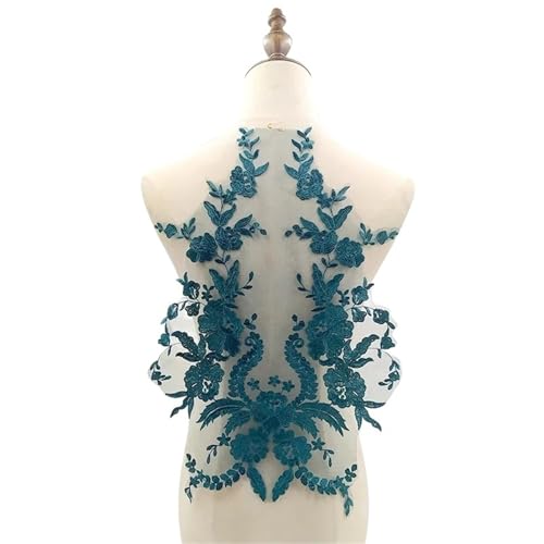 HEUchuan Embroidered Lace Applique Sewing Flower Fabric Collar Patch for Wedding Party Gown Bridal Dress Clothes DIY Crafts für die Herstellung von Nähmaschinen(Dark Green) von HEUchuan