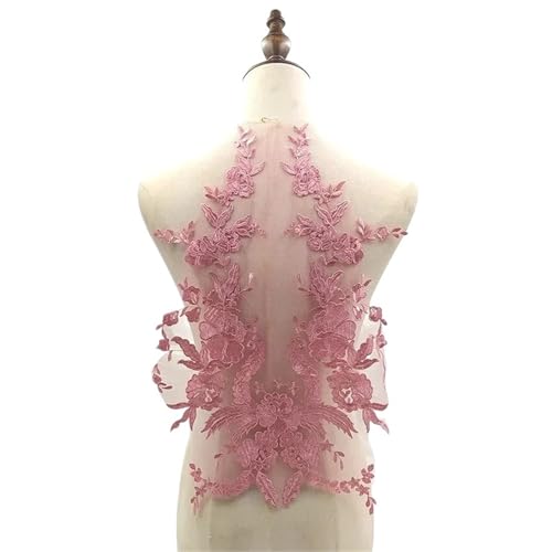 HEUchuan Embroidered Lace Applique Sewing Flower Fabric Collar Patch for Wedding Party Gown Bridal Dress Clothes DIY Crafts für die Herstellung von Nähmaschinen(Pink) von HEUchuan