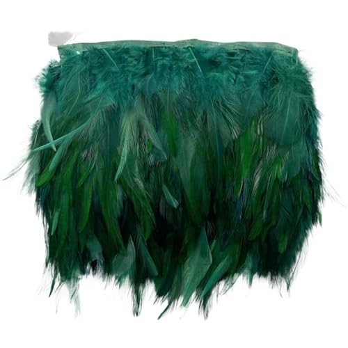 HEUchuan Fasanenfedern, Fransen, Hahnenfedern, Borten for Schal, Kleidung, Band, Nähen, Schmuck, Kunsthandwerk, Dekoration für DIY Nähen Handwerk Dekoration(Green,10 Meters) von HEUchuan