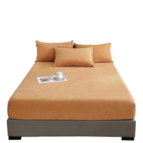 HEUchuan Flanell-Spannbettlaken, weiche, Bequeme Tagesdecke, einfarbig, Matratzenbezug, Warmer Bettschutz aus Samtstoff for den Winter für EIN Doppelbett(01,140x190x25cm 1pc) von HEUchuan