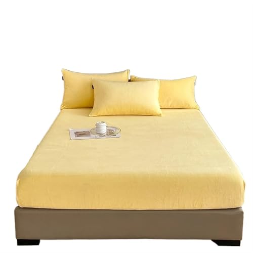 HEUchuan Flanell-Spannbettlaken, weiche, Bequeme Tagesdecke, einfarbig, Matratzenbezug, Warmer Bettschutz aus Samtstoff for den Winter für EIN Doppelbett(04,150x190x25cm 1pc) von HEUchuan