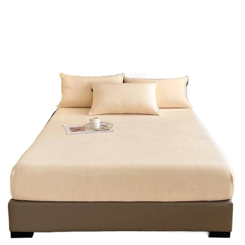 HEUchuan Flanell-Spannbettlaken, weiche, Bequeme Tagesdecke, einfarbig, Matratzenbezug, Warmer Bettschutz aus Samtstoff for den Winter für EIN Doppelbett(05,Only Pillowcases 2pc) von HEUchuan