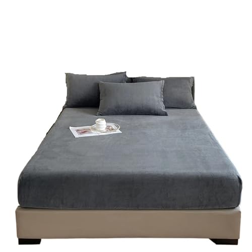 HEUchuan Flanell-Spannbettlaken, weiche, Bequeme Tagesdecke, einfarbig, Matratzenbezug, Warmer Bettschutz aus Samtstoff for den Winter für EIN Doppelbett(07,Only Pillowcases 2pc) von HEUchuan