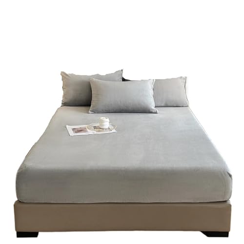 HEUchuan Flanell-Spannbettlaken, weiche, Bequeme Tagesdecke, einfarbig, Matratzenbezug, Warmer Bettschutz aus Samtstoff for den Winter für EIN Doppelbett(08,Only Pillowcases 2pc) von HEUchuan