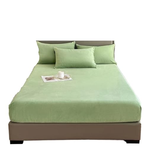 HEUchuan Flanell-Spannbettlaken, weiche, Bequeme Tagesdecke, einfarbig, Matratzenbezug, Warmer Bettschutz aus Samtstoff for den Winter für EIN Doppelbett(10,140x200x25cm 1pc) von HEUchuan