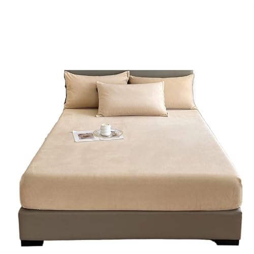HEUchuan Flanell-Spannbettlaken, weiche, Bequeme Tagesdecke, einfarbig, Matratzenbezug, Warmer Bettschutz aus Samtstoff for den Winter für EIN Doppelbett(11,Only Pillowcases 2pc) von HEUchuan