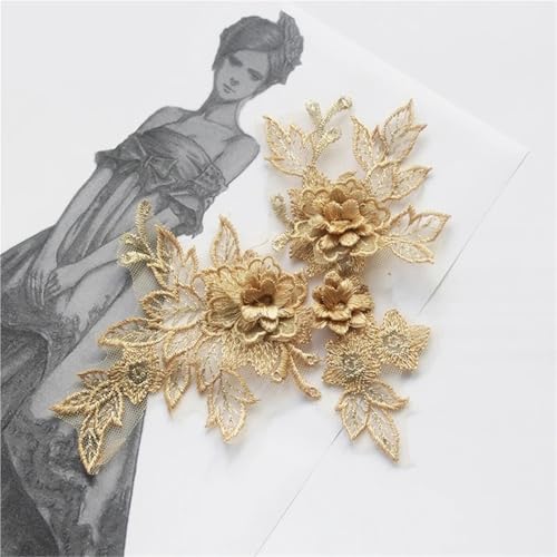 HEUchuan Flower Embroidered Lace Applique with Flower DIY Lace Fabric Trim Craft Wedding Dress Patches für die Herstellung von Nähmaschinen(Color 14) von HEUchuan