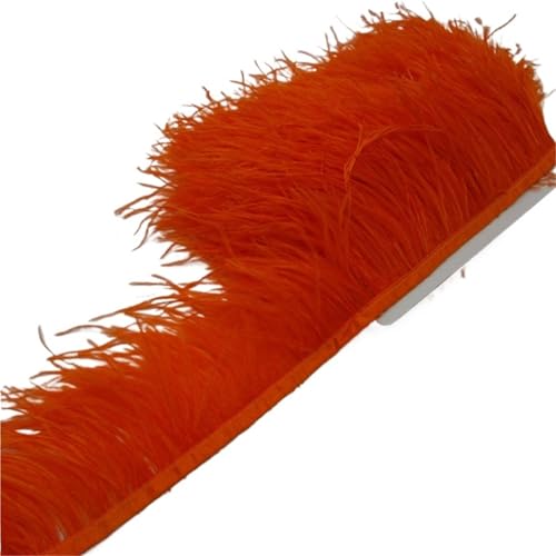 HEUchuan Straußenfederbesatz, Fransenfederband, 7,6–10,2 cm, 8–10 cm Breite, Nähen, Basteln, Kostüme, Dekoration für DIY Nähen Handwerk Dekoration(Orange,5 Yards) von HEUchuan