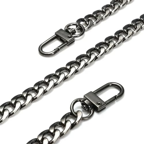 HEUchuan Tasche Kette Riemen Griff Schulter Umhängetasche Handtasche Tasche Metall Ersatz Ketten Tasche Teile Zubehör für Schulter Crossbody Bag(Black,100cm) von HEUchuan
