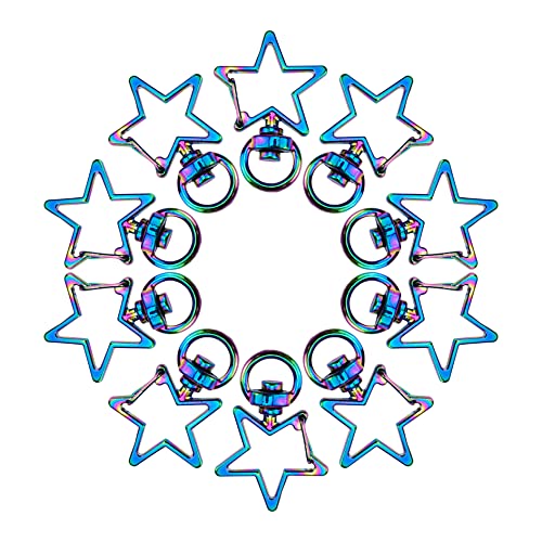 HEVSTIL 10 Stück regenbogenfarbene Karabiner-Drehverschlüsse, Sternform, Schlüsselanhänger, Drehverschlüsse, Schlüsselband, Karabinerhaken für Schmuckherstellung, Basteln, kreative Karabinerhaken HEVSTIL 10 Stück regenbogenfarbene Karabiner-Drehverschlüsse, Sternform, Schlüsselanhänger, Drehverschlüsse, Schlüsselband, Karabinerhaken für Schmuckherstellung, Basteln, kreative Karabinerhaken von HEVSTIL