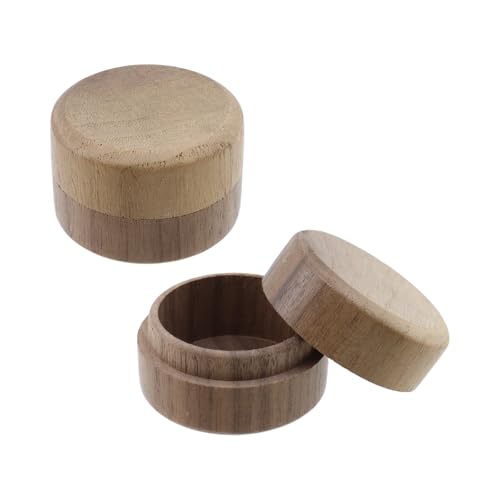 HEVSTIL Runde Mini-Ringbox aus Holz, rustikale Boho-Schmuckschatulle, Verlobungsringhalter, Geschenk für Hochzeit, rustikale Ringaufbewahrungsbox, Verlobungsgeschenk, Schwarz, 5,2 x 3,5 cm, 2 Stück HEVSTIL Runde Mini-Ringbox aus Holz, rustikale Boho-Schmuckschatulle, Verlobungsringhalter, Geschenk für Hochzeit, rustikale Ringaufbewahrungsbox, Verlobungsgeschenk, Schwarz, 5,2 x 3,5 cm, 2 Stück von HEVSTIL