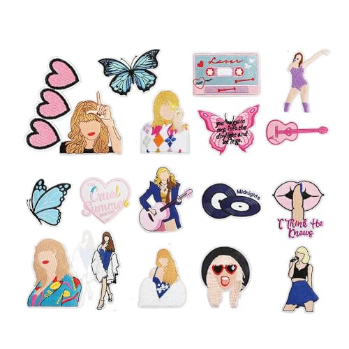 HEWEIU 18 bestickte TS-Patches, Taylor zum Aufnähen oder Aufbügeln, Musik-Patch für Kleidung, Kleid, Hosen, Hüte, Jeans, Rucksäcke, Jacken, Hüte und Taschen, Nähapplikation, DIY-Zubehör HEWEIU 18 bestickte TS-Patches, Taylor zum Aufnähen oder Aufbügeln, Musik-Patch für Kleidung, Kleid, Hosen, Hüte, Jeans, Rucksäcke, Jacken, Hüte und Taschen, Nähapplikation, DIY-Zubehör von HEWEIU