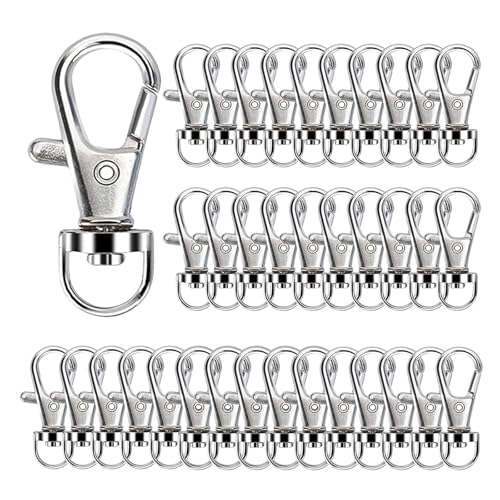 HEXHUASR 10 Stück Schlüsselanhänger-Hakenclip, drehbarer Federhaken, Karabinerverschluss, drehbarer Schlüsselanhänger for die Schlüsselanhängerherstellung(Silver) von HEXHUASR