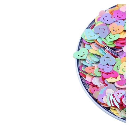 HEXHUASR 10g/20g/50g/Beutel Herz Smiley Gesicht Pailletten Konfetti Nagel Glitter Pailletten Handwerk Pailletten Nagel Dekoration Pailletten DIY Sequi(Mixed Color,10mm 10g) von HEXHUASR