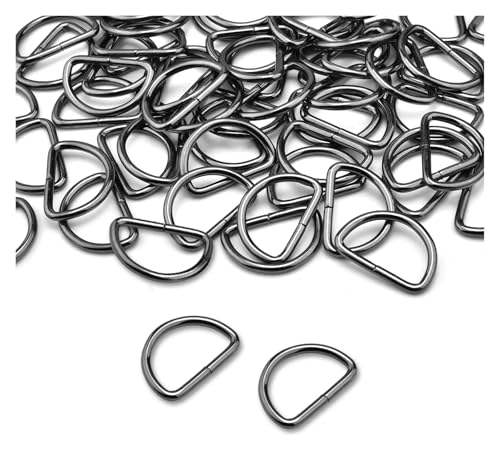 HEXHUASR 30/60/100 Stück D-Ring-Metallschnalle mit Nähzubehör, geeignet for Geldbörsen, Taschen, Bastelarbeiten, Kragenherstellung, Heimwerkerbedarf(Black,100Pcs) von HEXHUASR